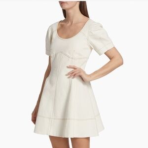 Tanya Taylor Mia Dress  is Crafted in Lightweight Denim, Chalk Color